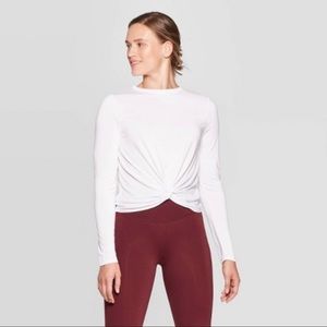 JoyLab Twist Front Long Sleeve T-Shirt - White